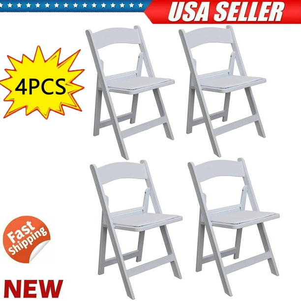 Foh 4pcs White Folding Event Chairs, Plastic Outdoor Resin Folding Chair for Weddings Party