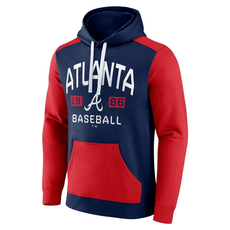 Men's Fanatics Branded Navy/Red Atlanta Braves Chip In Pullover Hoodie 