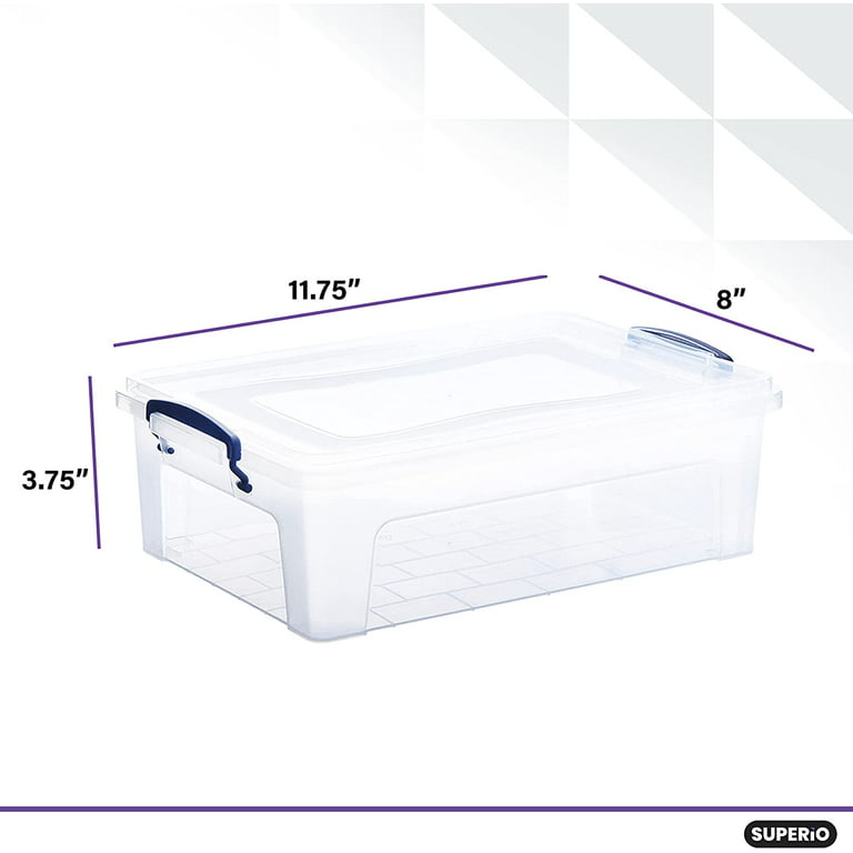 Xowine 4-Pack 10 L Plastic Storage Box, Clear Storage Box with Lid
