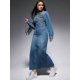 thumbnail image 4 of Moda Nuevos Jeans Maxi Vestido Bolsillo Lápiz Vestido Casual Elegante Temperamento Un Solo Pecho Vestido De Mezclilla Otoño Invierno 2024, 4 of 5