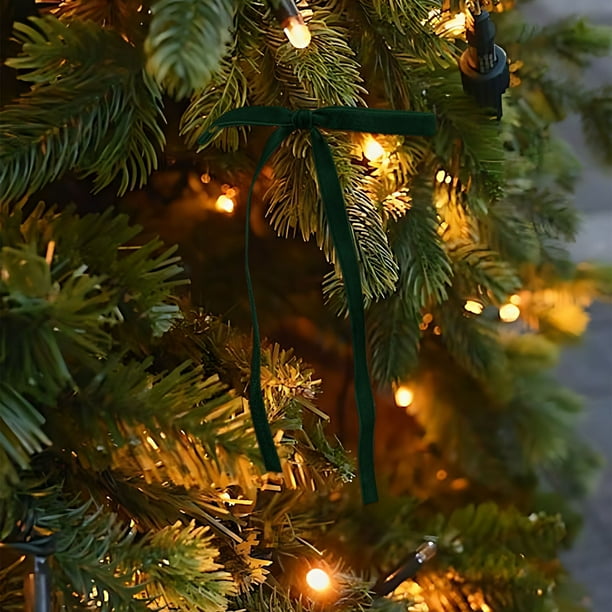 24pc Bola de Navidad de Terciopelo Decoración de Árbol de Navidad, Decoración de Corona de Guirnalda Verde