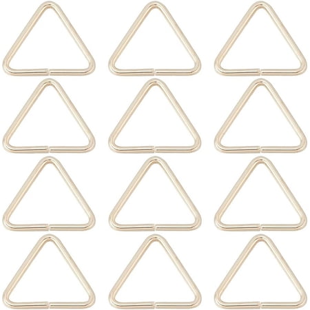 1 Box Real 14K Gold Plated Triangle Open Ring Jump Ring Bail Triangle Open Jump Rings Pinch Clip Bails Brass Hanger Connectors for Jewelry Making Accessories DIY Earrings Bracelet Necklace