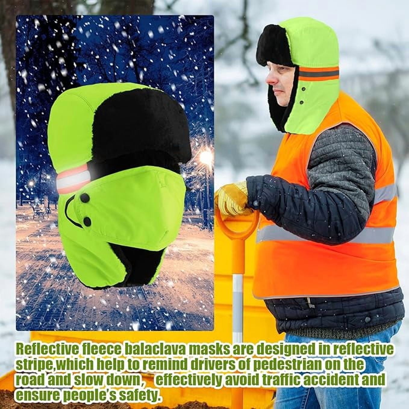 2 Pcs Winter Reflective Balaclava Mask Thermal Full Face Neck Cover Hat Adjustable High Visibility Outdoor Ski Mask