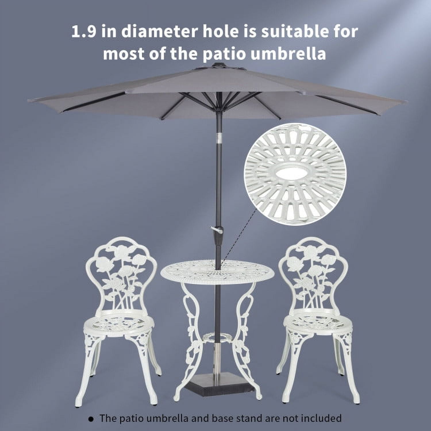 Aimee Lii Outdoor Patio Furniture Set, Cast Aluminum Patio Table Chairs Set with Rose Design, White