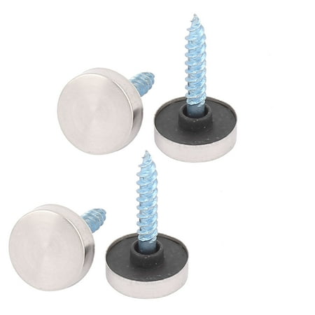 Mirrored Lid - 4pcs 14mm Diameter Metal Round Cap Decorative Lid Glass Table Mirror Screw Nails