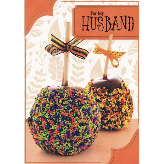 Designer Greetings Two Candy Coated Caramel Apples Halloween Card for Husband