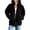Black, variant on Womens Trucker Jackets, Long Sleeve Zip up Casual Stand-up Collar Fall Outerwear with Pockets White Size 2XL