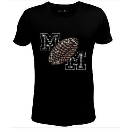 Womens Shirt Football Tee - Bling Womens T Shirt Cool Mom Football JRW-665-sc