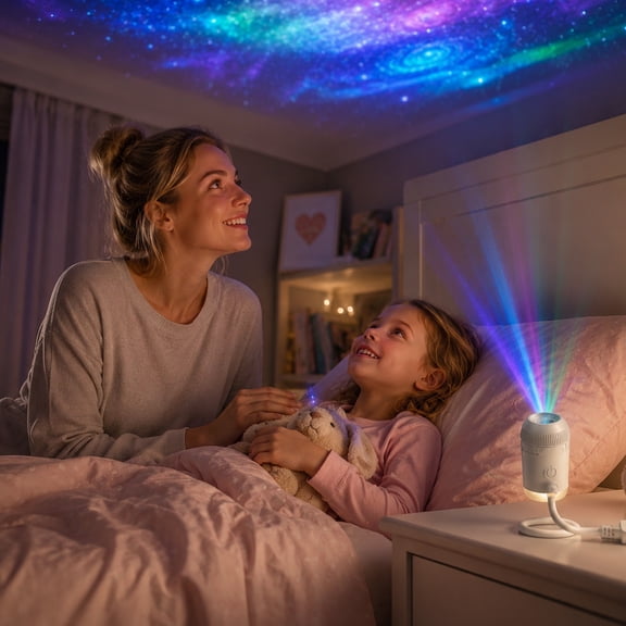 HD Smart Dynamic 5D Holographic Night Light Projector with Box, Smart 5D Holographic Star Projector with 3 HD Projection Films, Dynamic Galaxy & Ocean LED Night Light