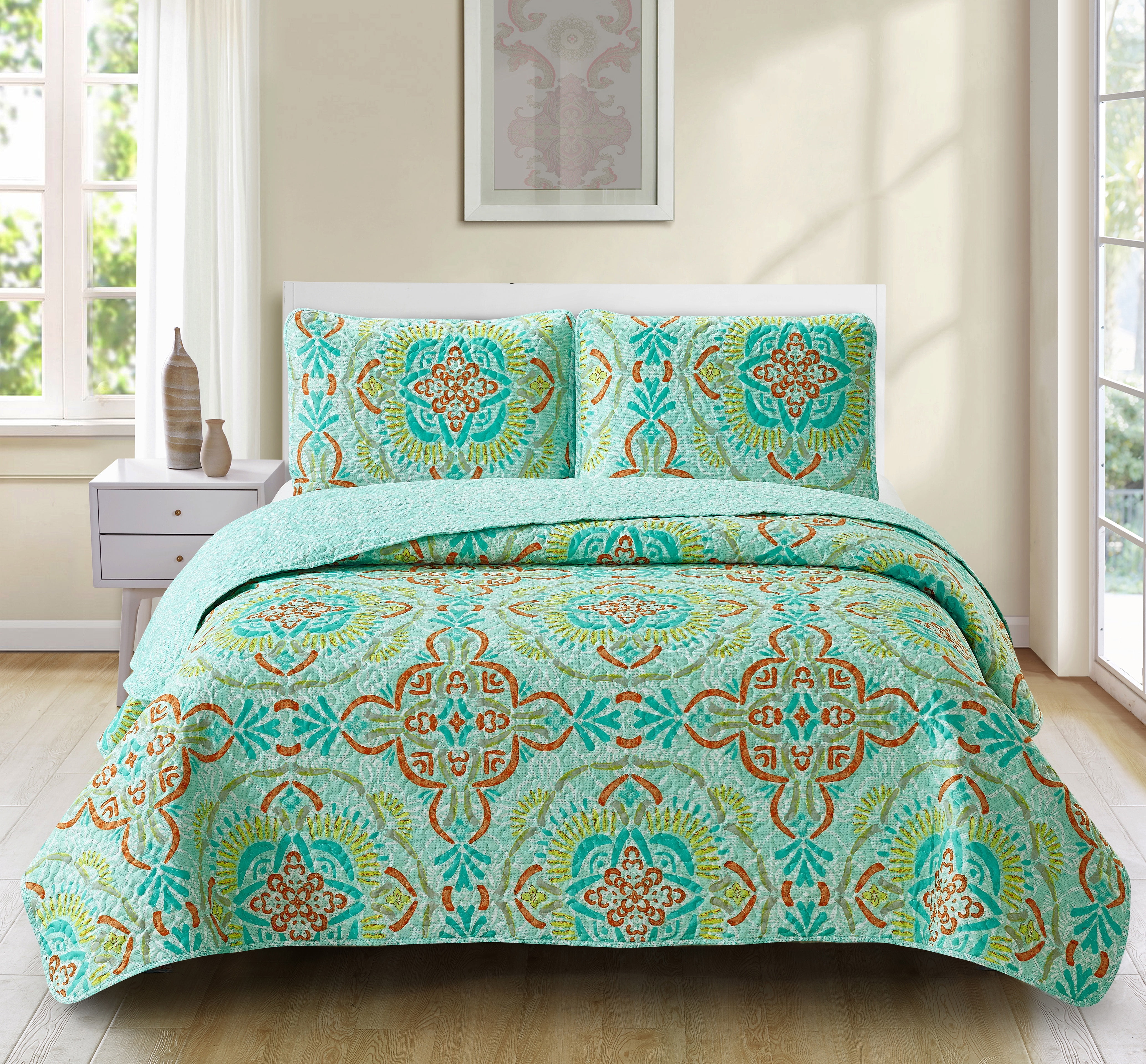 Regina Blue 3-piece Quilt Set Queen - Walmart.com