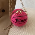 thumbnail image 3 of Bolsa de hombro con forma de bola para mujer, cruzado con cadena de felpa de PU (rosa roja) Ehuebsd Para Estrenar, 3 of 9