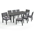thumbnail image 2 of Zoe Outdoor 9 Piece Acacia Wood Expandable Dining Set with Cushions, Sandblast Dark Gray, Light Gray, 2 of 13