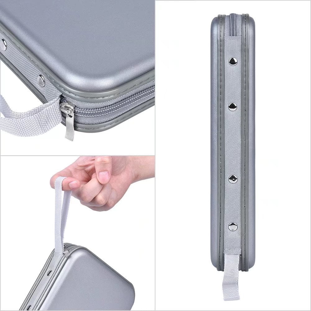 (3 pack) 72 Capacity CD Case, Gray Hard Plastic CD/DVD Disc Storage Holder Portable Wallet