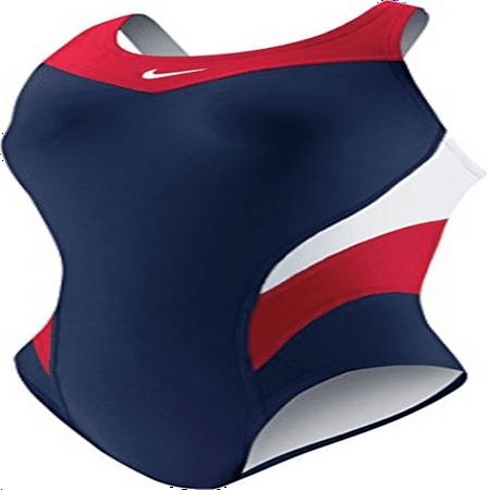 Nike Swim Girls' Victory Color Block Power Back One Piece Red Navy 24 / Navy/Red