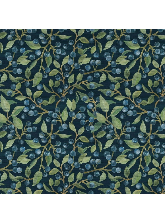 David Textiles 44" Cotton Lakeside Berries Fabric by the Yard, Blue