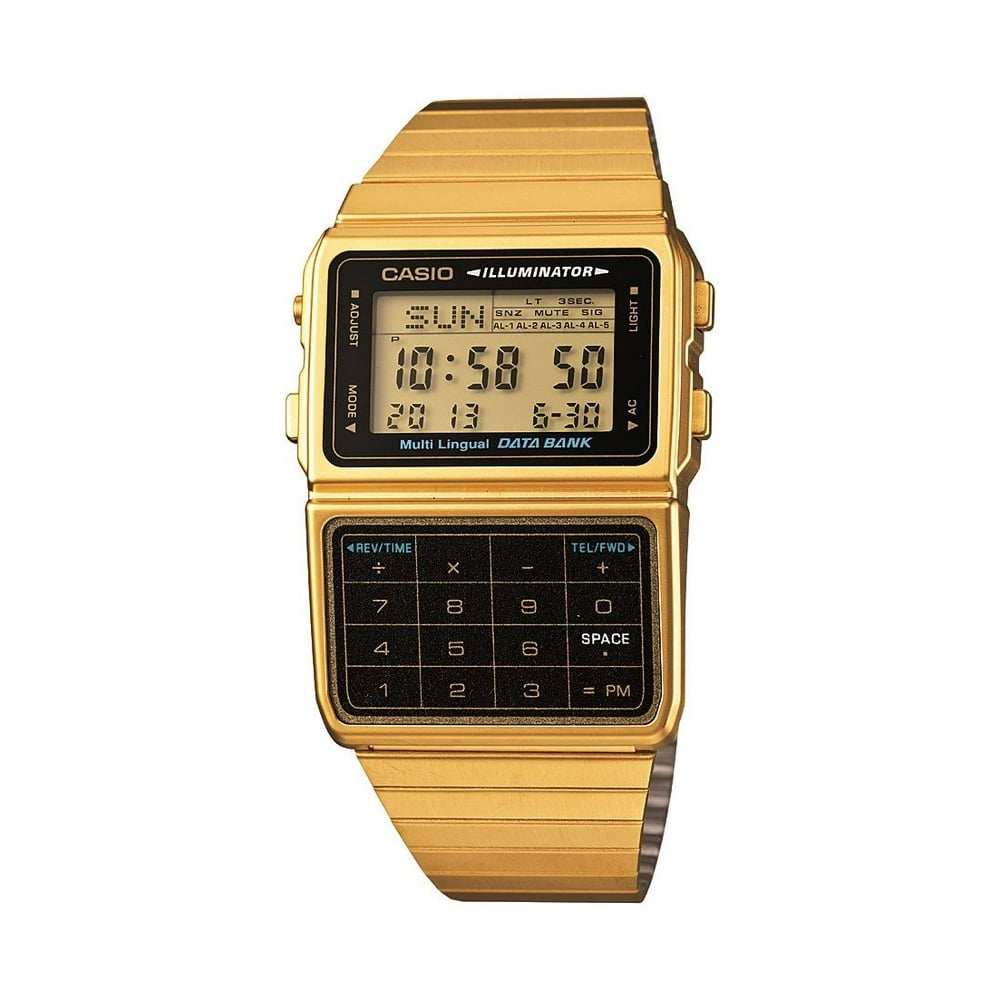 Casio - Casio Men's Gold-Tone Vintage Calculator Watch DBC611G-1VT ...