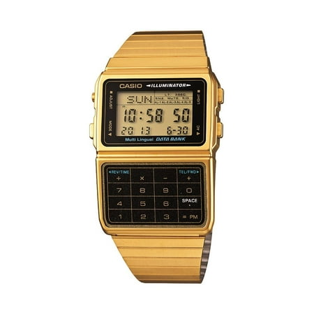Casio Men's Gold-Tone Vintage Calculator Watch DBC611G-1VT