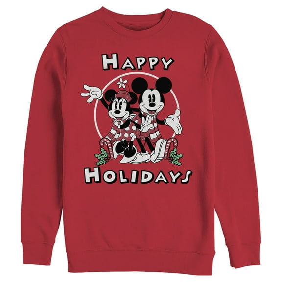 Men's Mickey & Friends Mickey & Minnie Holiday Sweatshirt Red Large