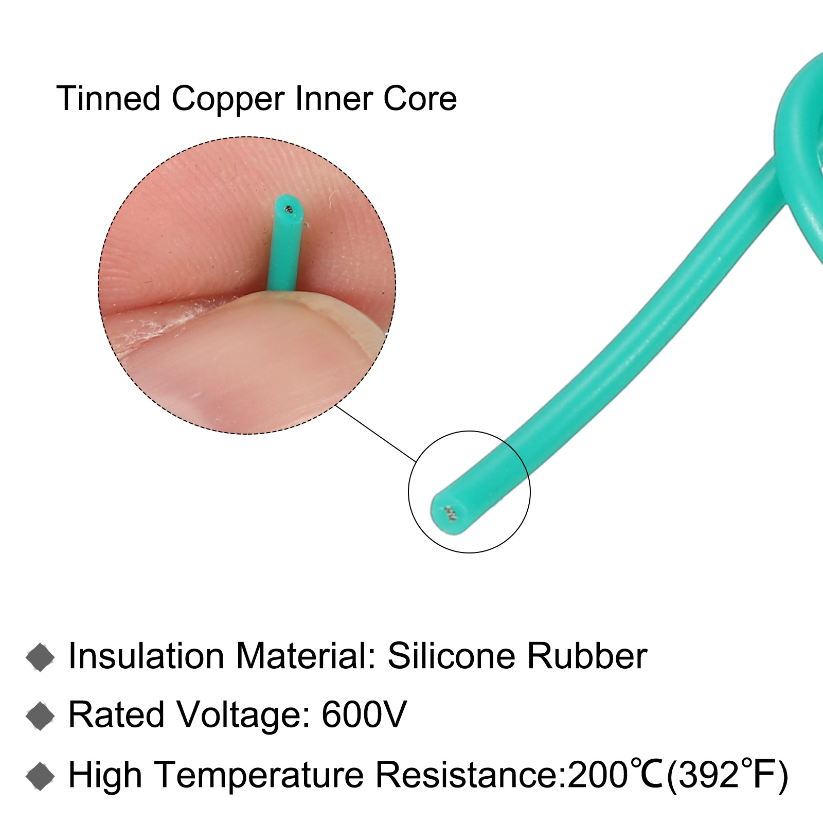 Uxcell Silicone Wire 28 AWG Stranded Green Spool 30m Electrical Tinned Copper Wire for Car Model