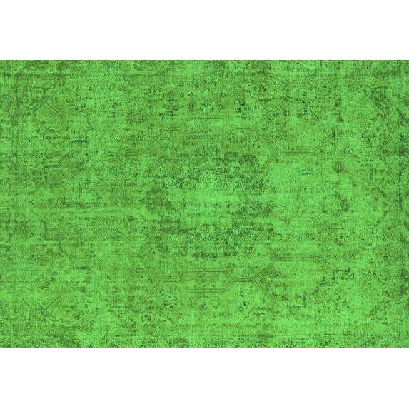 Ahgly Company Indoor Rectangle Oriental Green Industrial Area Rugs, 2' x 5'