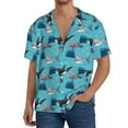 thumbnail image 3 of Vsdgher Party Shark Cute Print Men's Wrinkle Free Untucked Cuban Shirt Business Casual Button Down Shirts Short Sleeve Shirt, 3 of 7
