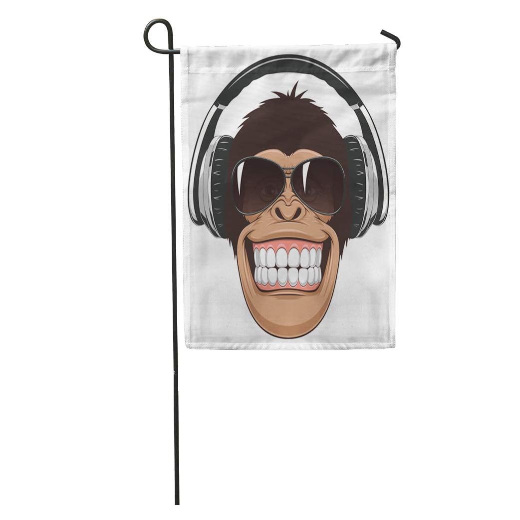 KDAGR Cartoon Funny Monkey Glasses Smile Music Face Ape Garden Flag Decorative Flag House Banner 12x18 inch