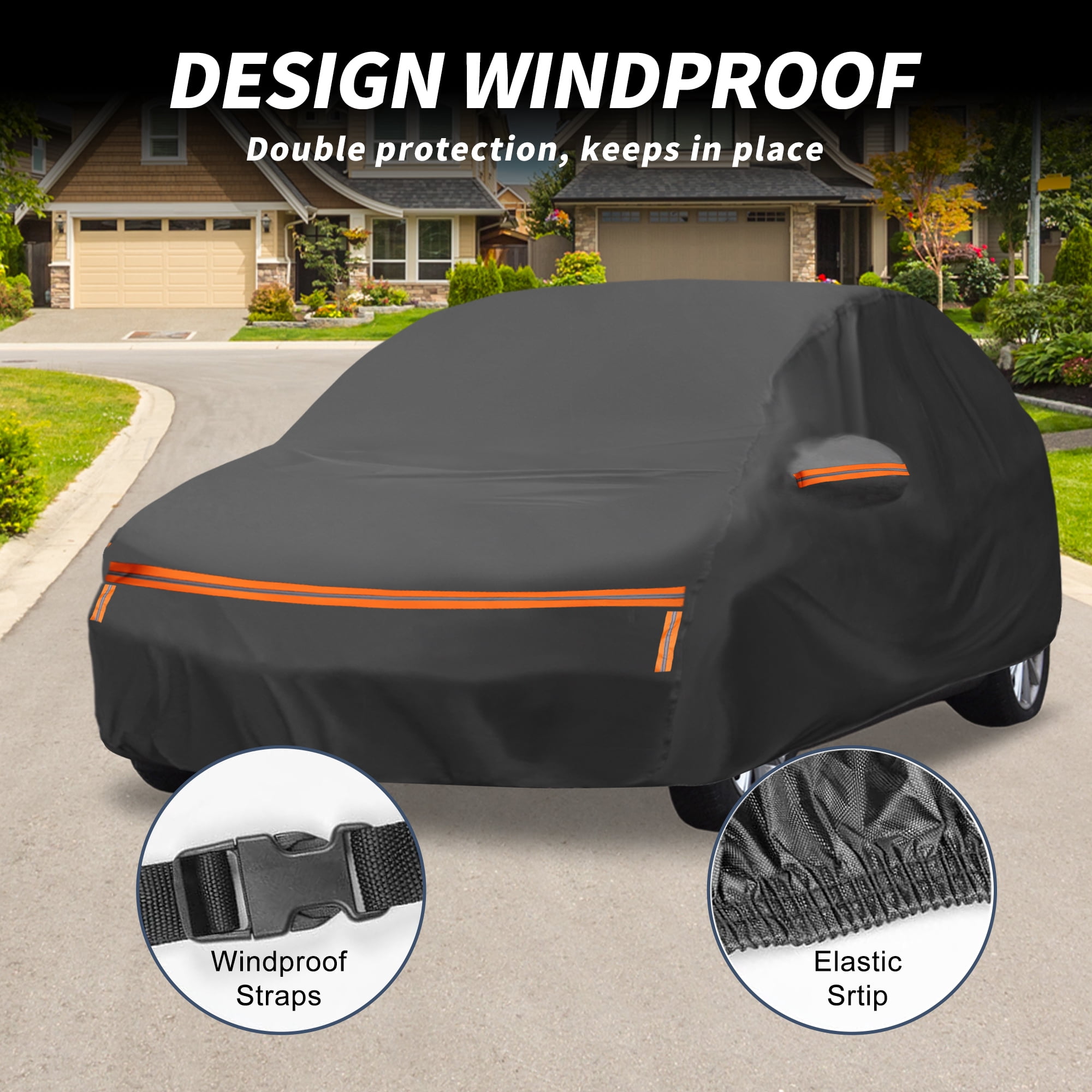 Unique Bargains Car Cover Alum Film for Hatchback Black 188.98"x70.87"x55.12"