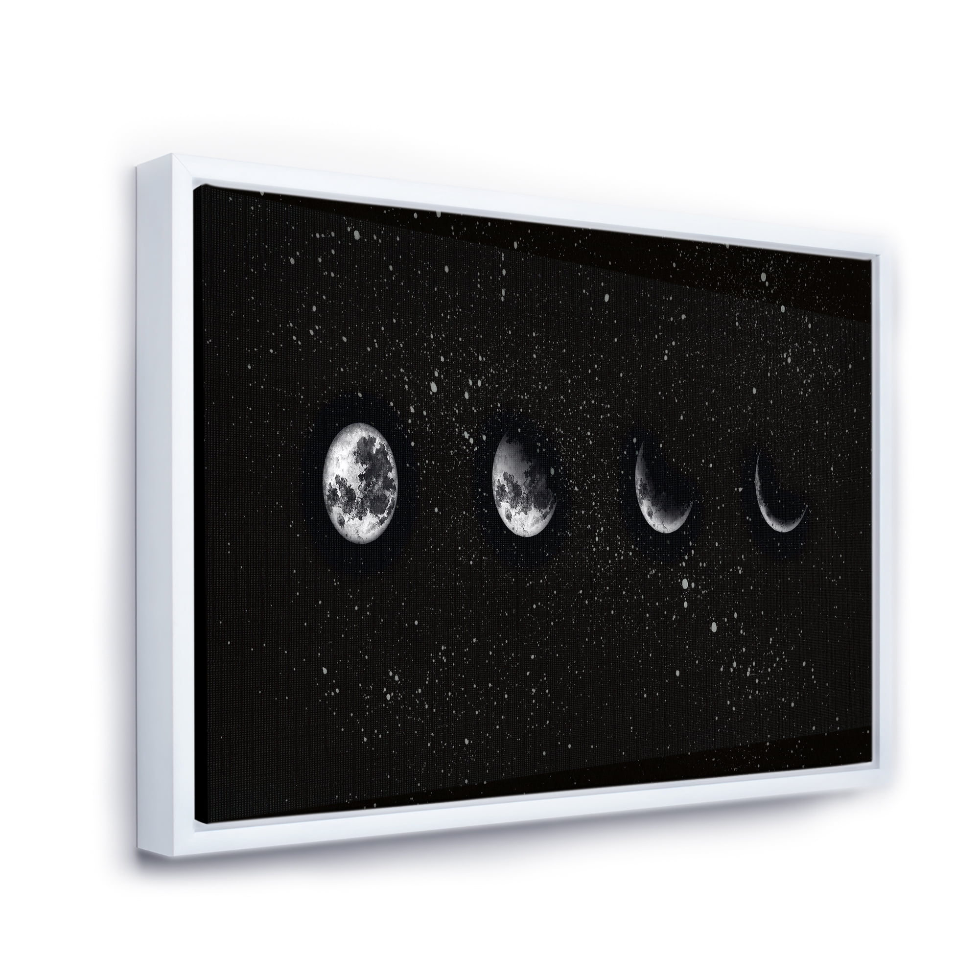 Designart 'The Night Sky With Moon Phases' Modern Framed Canvas Wall Art Print