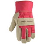 Wells Lamont Women's Heavy Duty Leather Palm Work Gloves with Safety Cuff, Pink, Small (4113S-800)