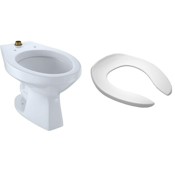 Toto FloorMounted Flushometer Toilet Bowl with Top Spud and CeFiONtect