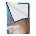 thumbnail image 2 of Outer Space Soft Flannel Fleece Throw Blanket, Spaceman in the Galaxy in Front of Nebula Gas Cloud Interstellar Art Print, Cozy Plush for Indoor and Outdoor Use, 50" x 60", Blue Yellow, by Ambesonne, 2 of 5