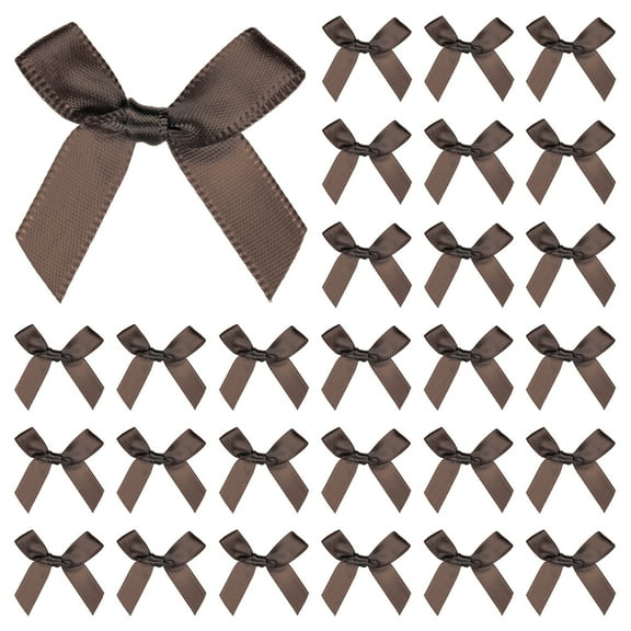 Uxcell 50-Pack Mini Craft Ribbon Bow 1.6x1.6 Inch Checkered Fabric Satin Brown