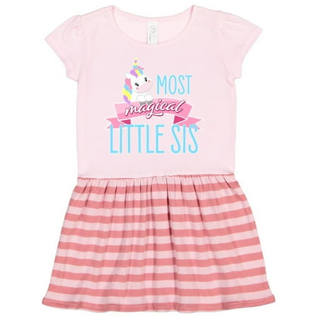 

Inktastic Most Magical Little Sis- cute unicorn Gift Toddler Girl Dress