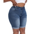 thumbnail image 4 of Gocolloa Womens Plus Size Jean Shorts High Waisted Stretchy Midi Bermuda Denim Shorts Grayish Blue 16W, 4 of 5