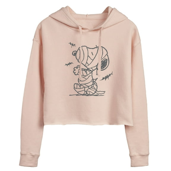 Peanuts - Snoopy Mummy And Bats - Juniors Cropped Pullover Hoodie
