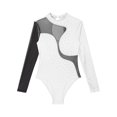 thumbnail image 5 of CHICTRY Womens Rhinestones Long Sleeve Bodysuit Rhythmic Gymnastics Leotard Acrobatics Performance Costume White L, 5 of 7