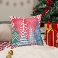 thumbnail image 3 of Christmas Pillow Cover 20 x 20 Inch Pink White Christmas Tree Stars Decoration Holiday Farmhouse Winter Pillow Case Snowflake Decor Cushion Cover for Home Sofa Couch, 3 of 6