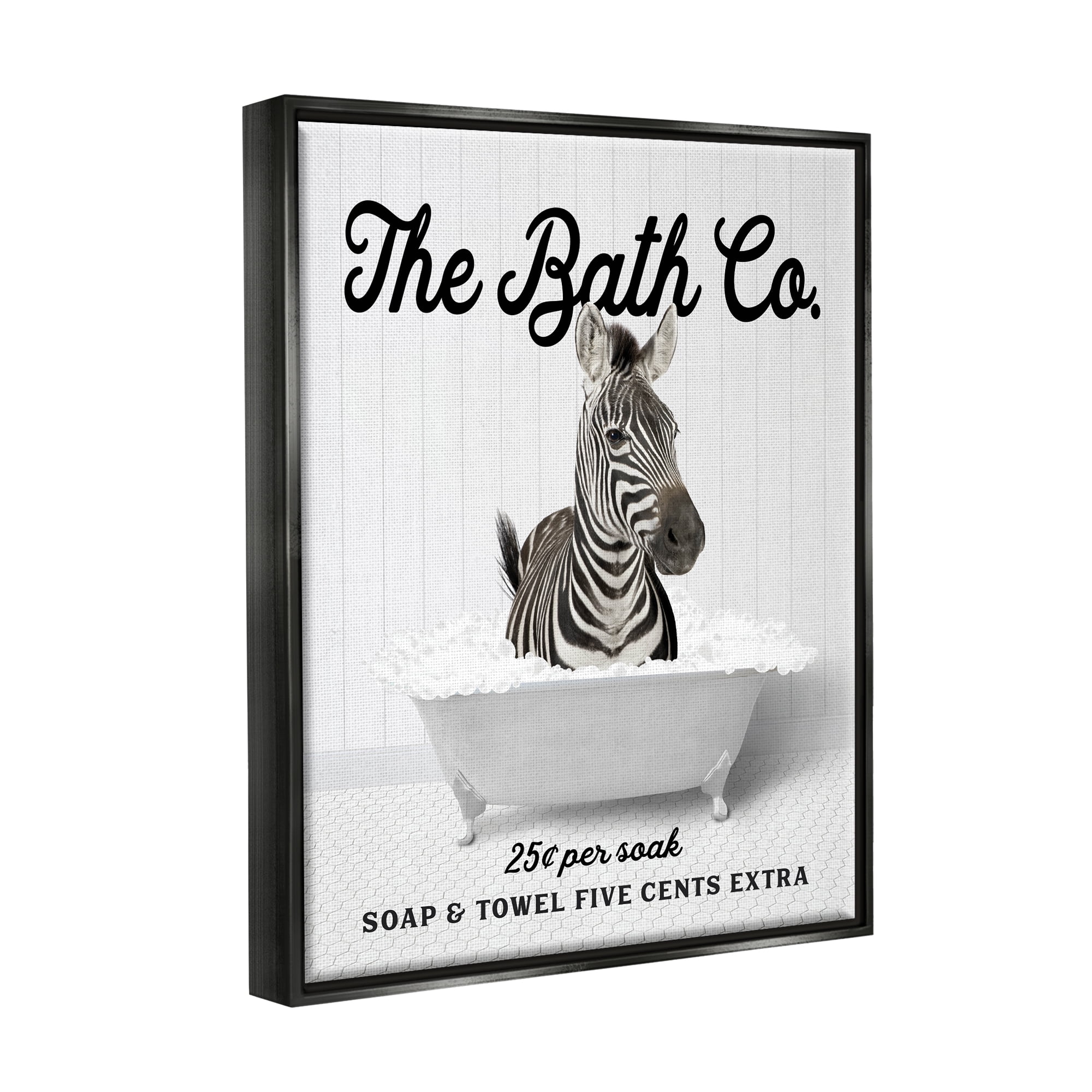 Stupell Industries Bubble Bathtub Zebra Animals & Insects Painting Black Floater Framed Art Print Wall Art, 17 x 21