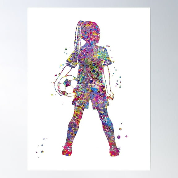 Girl Soccer Player Poster Wall Art, Modern Wall Decor, 8x12 UNFRAMED