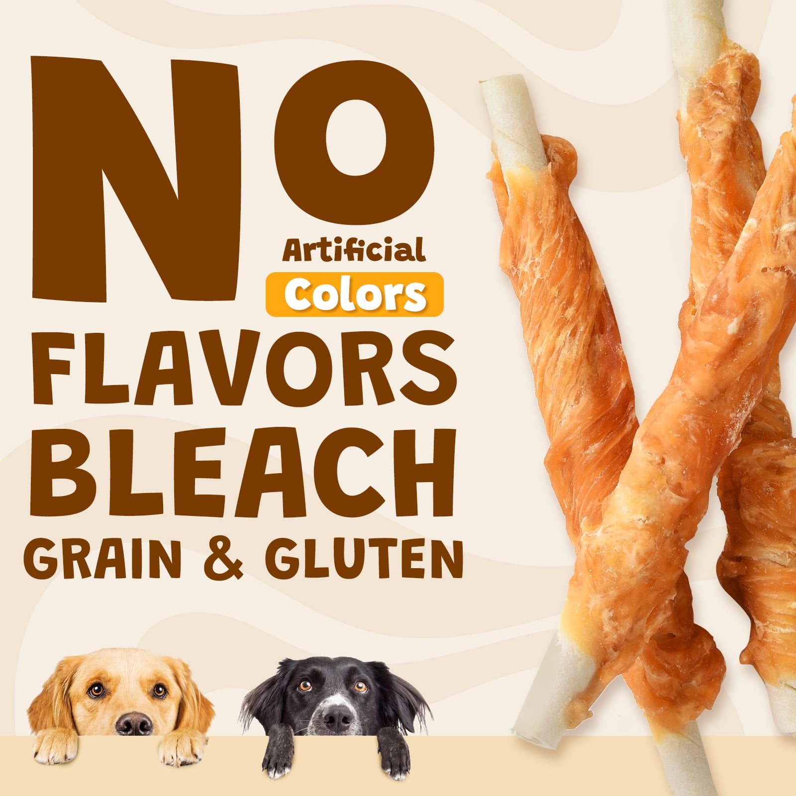 (3 pack) ASMPET Chicken Wrapped Rawhide Dog Treats, Long Lasting for Strong Chewers, Dental Care Bones, 10.6oz