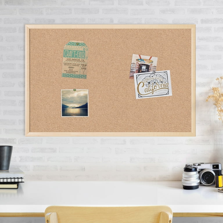 U Brands Linnen kurken linnen prikbord, 47 x 61 cm, wit houten frame (3264U00-01