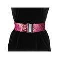 thumbnail image 4 of Cinturones anchos elásticos para damas INSPIRE CHIC con hebillas entrelazadas y decoraciones de lentejuelas brillantes para vestidos en púrpura oscuro, 4 of 6
