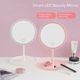 thumbnail image 1 of Large Desktop LED Vanity Mirror with Smart 3-Color Dimmable Lighting, One-Touch Operation & Rechargeable Design – Bright, Clear Makeup Mirror for Beauty Enthusiasts, Ideal Gift (Pink), 1 of 5