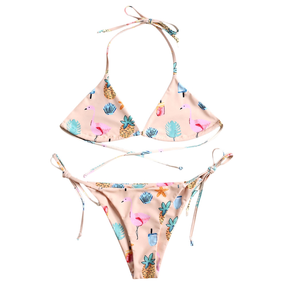 Sexy Flamingo Tropical String Bikini High Waisted Swimsuit Swimwear Two Piece Walmart Com