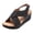 A Black, variant on Wovix Women's Sandals Leather Shoes Breathable Soft Arch Support Wedge Shoes Classic Simple Footwear Indoor Outdoor Shoes