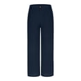 thumbnail image 6 of Bzhegqhd Women's Fashion Solid Color office Casual Button Zipper Elastic Waist Pocket Straight Pants, 6 of 8