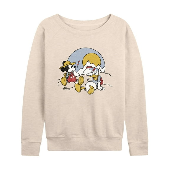 Disney - Mickey & Friends - Mickey & Donald Duck Need Rest from Hiking - Women's Lightweight French Terry Long Sleeve Shirt