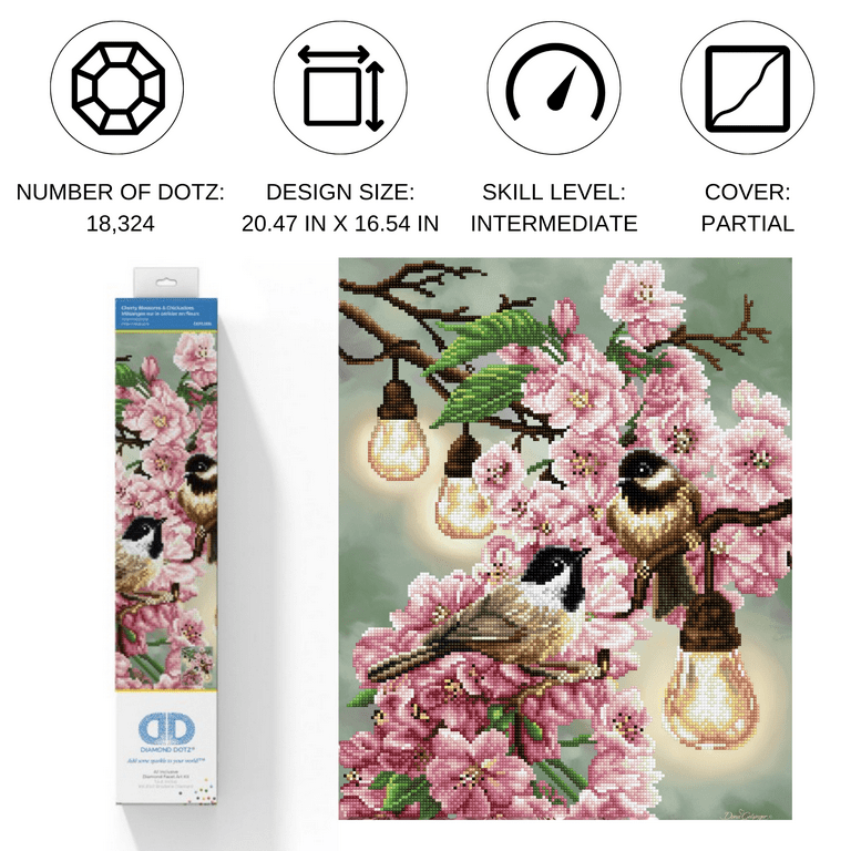 Diamond Dotz Cherry Blossoms & Chickadees Diamond Painting Kit