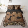 thumbnail image 2 of Homewish Cute Cartoon Dinosaur 7pcs Bedding Comforter Set,Country Farmhouse Lodge Queen Bedding Sets,Brown Black Queen Sheet Sets For Boys Kids,Microfiber Bedroom Decor Reversible, 2 of 8