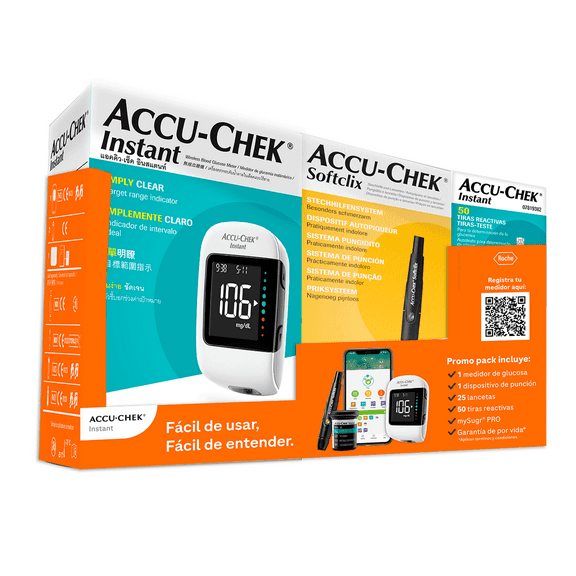 Kit Glucómetro Accu Chek Instant + Softclix + Tiras Reactivas